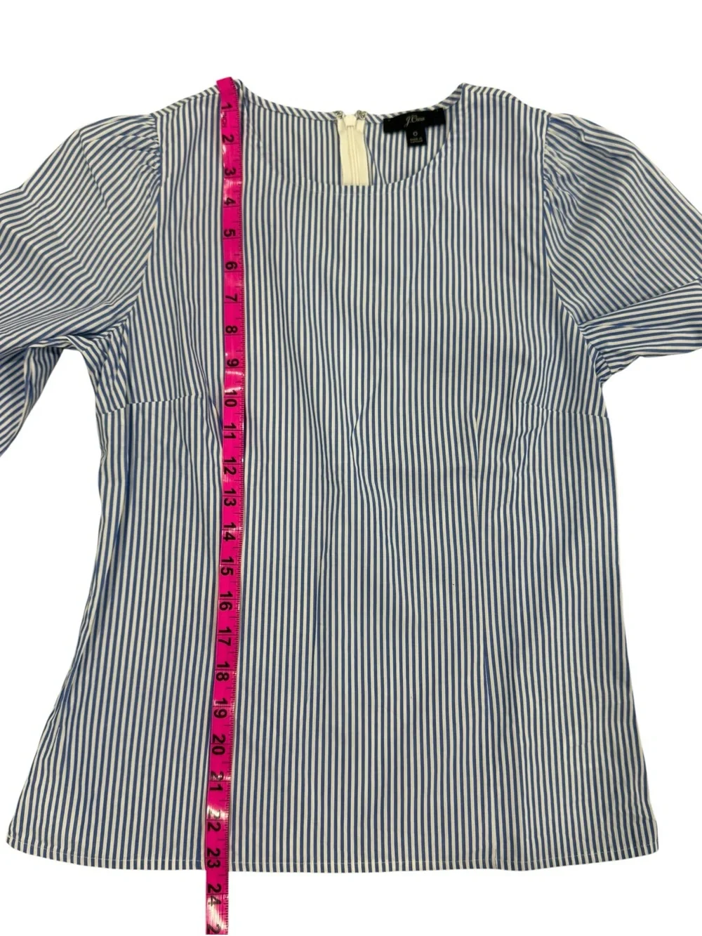 J.Crew Blue White Striped Puff Sleeve Cotton Blouse Top Size 0